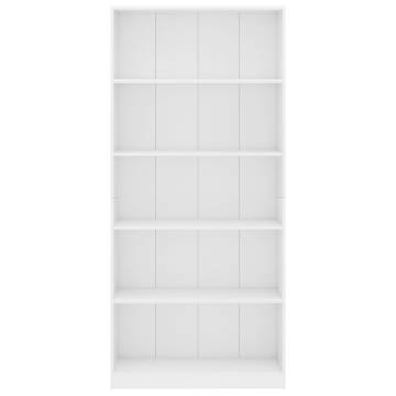 5-Tier Book Cabinet White 80x24x175 cm Engineered Wood