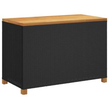 Garden Storage Box Black 110x55x63 cm Poly Rattan Acacia Wood