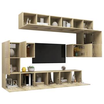 10 Piece TV Cabinet Set Sonoma Oak Engineered Wood