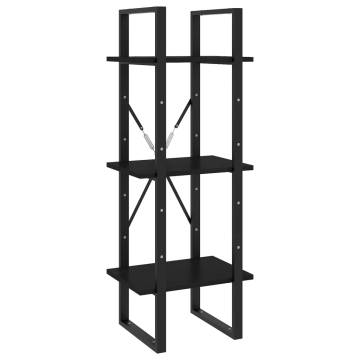 3-Tier Book Cabinet Black 40x30x105 cm Solid Pinewood