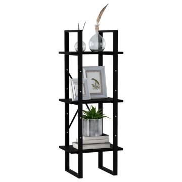 3-Tier Book Cabinet Black 40x30x105 cm Solid Pinewood