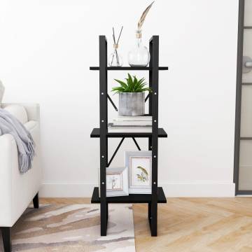 3-Tier Book Cabinet Black 40x30x105 cm Solid Pinewood