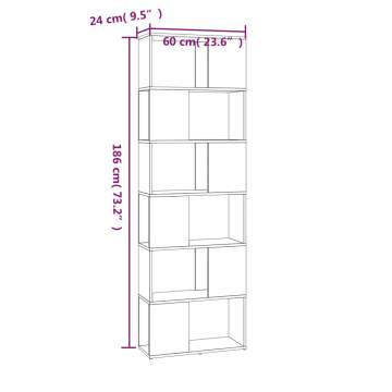 Book Cabinet/Room Divider Brown Oak 60x24x186 cm