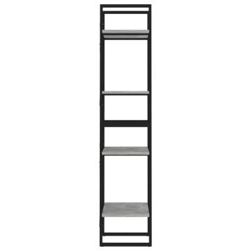 4-Tier Book Cabinet Concrete Grey 40x30x140 cm Engineered Wood