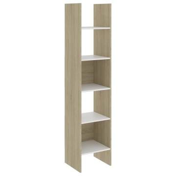 Book Cabinet White and Sonoma Oak 40x35x180 cm Engineered Wood