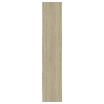 Book Cabinet White and Sonoma Oak 40x35x180 cm Engineered Wood