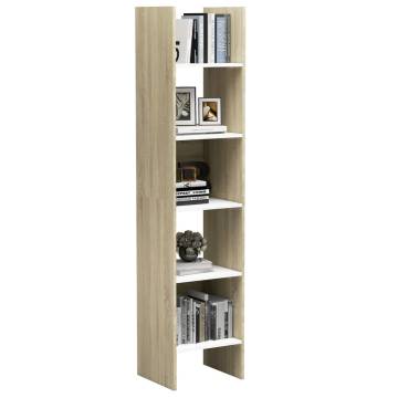 Book Cabinet White and Sonoma Oak 40x35x180 cm Engineered Wood