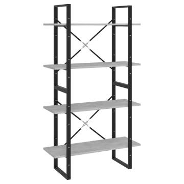 4-Tier Book Cabinet Concrete Grey 80x30x140 cm Engineered Wood