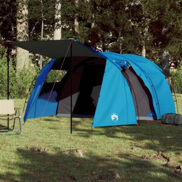 Camping Tent 4-Person Blue Waterproof