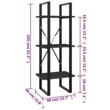 3-Tier Book Cabinet Grey 40x30x105 cm Engineered Wood