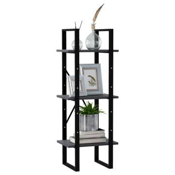 3-Tier Book Cabinet Grey 40x30x105 cm Solid Pinewood