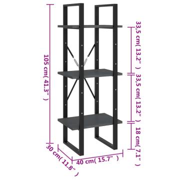 3-Tier Book Cabinet Grey 40x30x105 cm Solid Pinewood