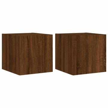 TV Wall Cabinets with LED Lights 2 pcs Brown Oak 30.5x35x30 cm