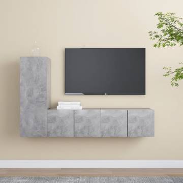 3 Piece TV Cabinet Set Concrete Grey Engineered Wood