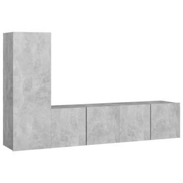 3 Piece TV Cabinet Set Concrete Grey Engineered Wood