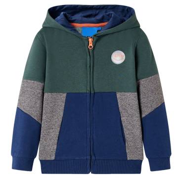 Kids' Hooded Sweatshirt with Zip Dark Green 140