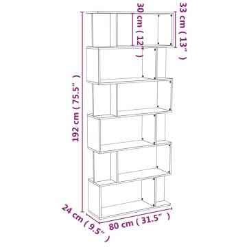 Book Cabinet/Room Divider Grey Sonoma 80x24x192 cm Engineered Wood