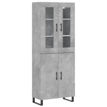 Highboard Concrete Grey 69.5x34x180 cm Engineered Wood