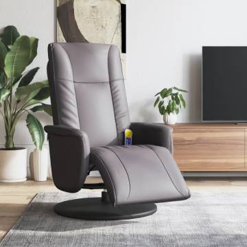 Massage Recliner Chair with Footrest Grey Faux Leather