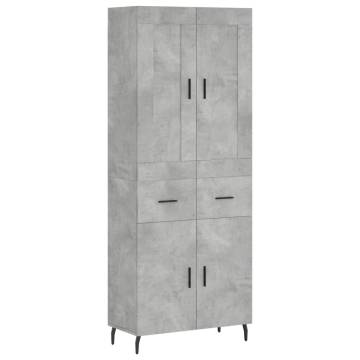 Highboard Concrete Grey 69.5x34x180 cm Engineered Wood