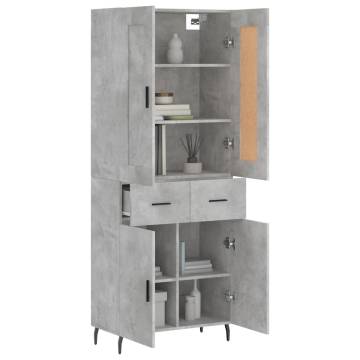 Highboard Concrete Grey 69.5x34x180 cm Engineered Wood