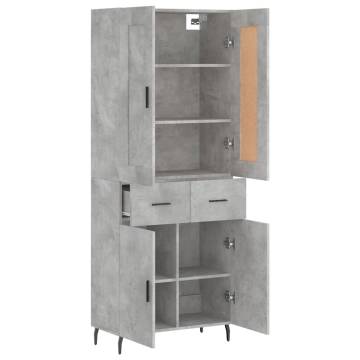 Highboard Concrete Grey 69.5x34x180 cm Engineered Wood