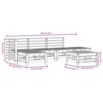 6 Piece Garden Lounge Set Grey Solid Wood Pine