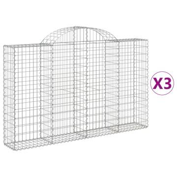 Arched Gabion Baskets 3 pcs 200x30x120/140 cm Galvanised Iron