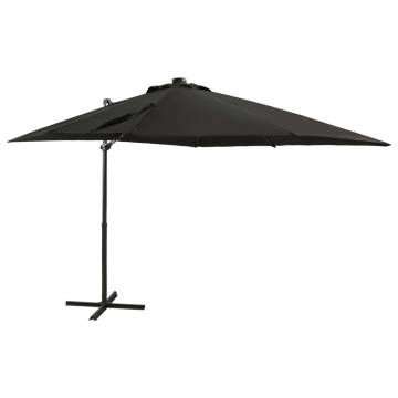 Cantilever Umbrella with Pole and LED Lights Black 250 cm