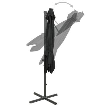 Cantilever Umbrella with Pole and LED Lights Black 250 cm