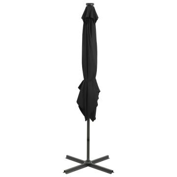 Cantilever Umbrella with Pole and LED Lights Black 250 cm