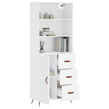 Highboard White 69.5x34x180 cm Engineered Wood