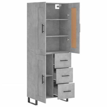 Highboard Concrete Grey 69.5x34x180 cm Engineered Wood