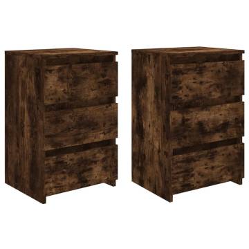 Bed Cabinets 2 pcs Smoked Oak 40x35x62.5 cm Engineered Wood