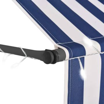 Manual Retractable Awning with LED 100 cm Blue and White