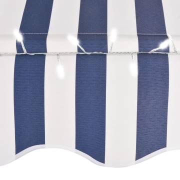 Manual Retractable Awning with LED 100 cm Blue and White