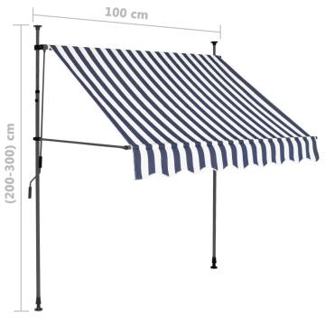 Manual Retractable Awning with LED 100 cm Blue and White