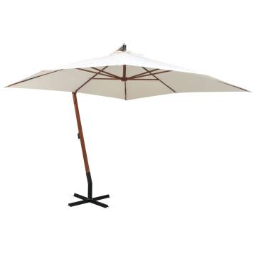 Hanging Parasol 300x300 cm Wooden Pole White