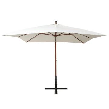 Hanging Parasol 300x300 cm Wooden Pole White