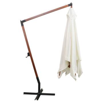 Hanging Parasol 300x300 cm Wooden Pole White