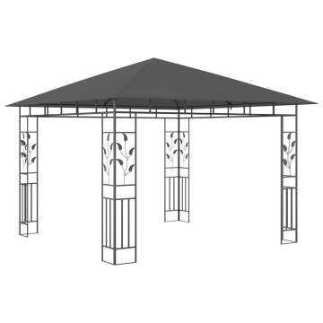 Gazebo with Mosquito Net&LED String Lights 3x3x2.73m Anthracite