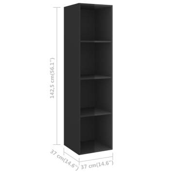 2 Piece TV Cabinet Set High Gloss Black Engineered Wood