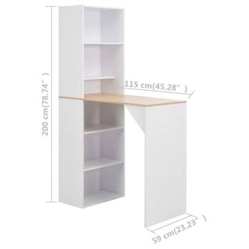 Bar Table with Cabinet White 115x59x200 cm