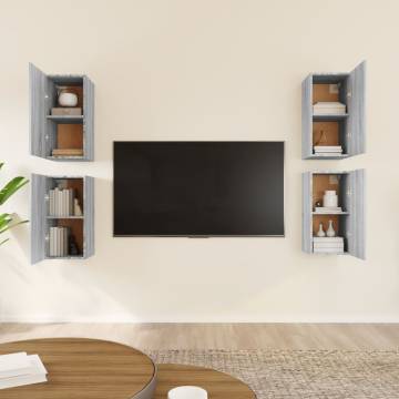 TV Cabinets 4 pcs Grey Sonoma 30.5x30x60 cm Engineered Wood