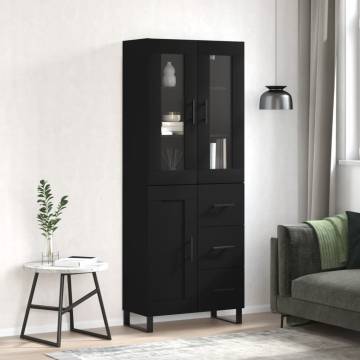 Highboard Black 69.5x34x180 cm Engineered Wood