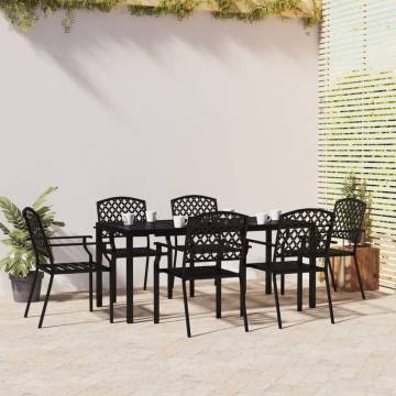 7 Piece Garden Dining Set Anthracite Steel