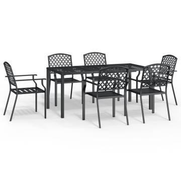 7 Piece Garden Dining Set Anthracite Steel