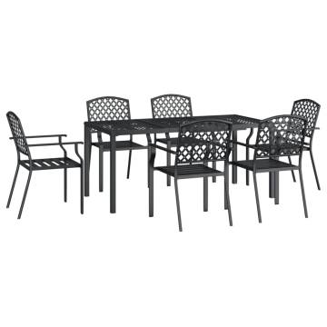 7 Piece Garden Dining Set Anthracite Steel