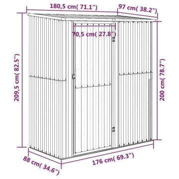 Garden Shed 180.5x97x209.5 cm Galvanised Steel Wooden Look