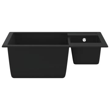 Kitchen Sink with Overflow Hole Double Basins Black Granite